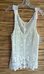 Altr'd State M Creme Crocheted Lace Tank Top